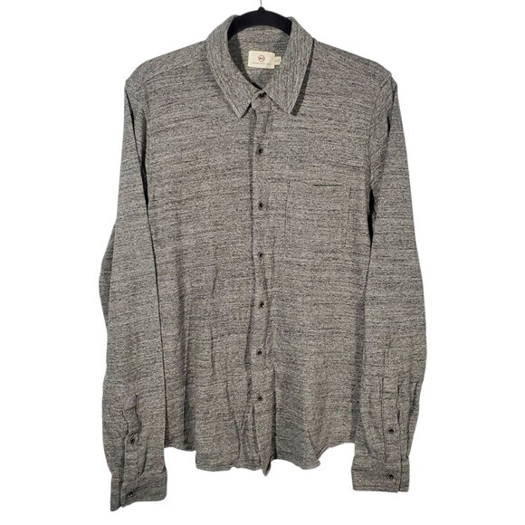 AG Adriano Goldshmied Long Sleeve Button Up Shirt Men's M Gray Jersey Knit - Picture 1 of 7